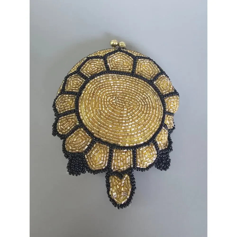 Vintage Handmade Nano Beaded Turtle Clutch 1940s